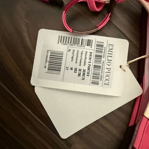 NWT Emilio Pucci Women's Marmo-Print Pink Patterned Swim Bottom size Medium - Picture 5 of 5